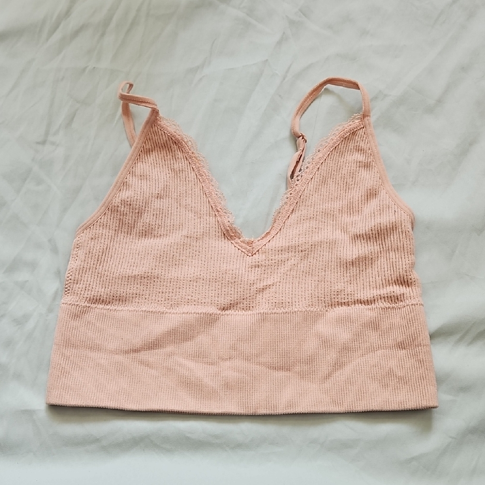 Poof Women's Pink Lace Trim Bralette Size S/M